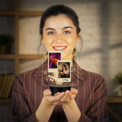 Personalized Happy Birthday Photo LED Table Lamp with Warm White Light Birthday Gift for Girlfriend, Wife, Sister, Friend